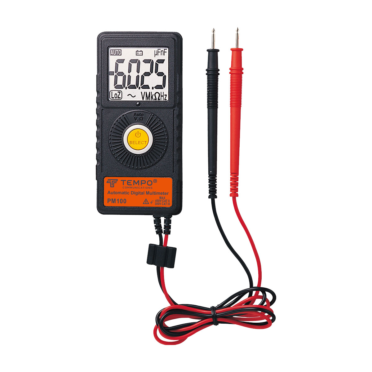 Tempo PM100 Handheld Digital Multimeter, 10 A ac, 8 A dc, 450 V ac