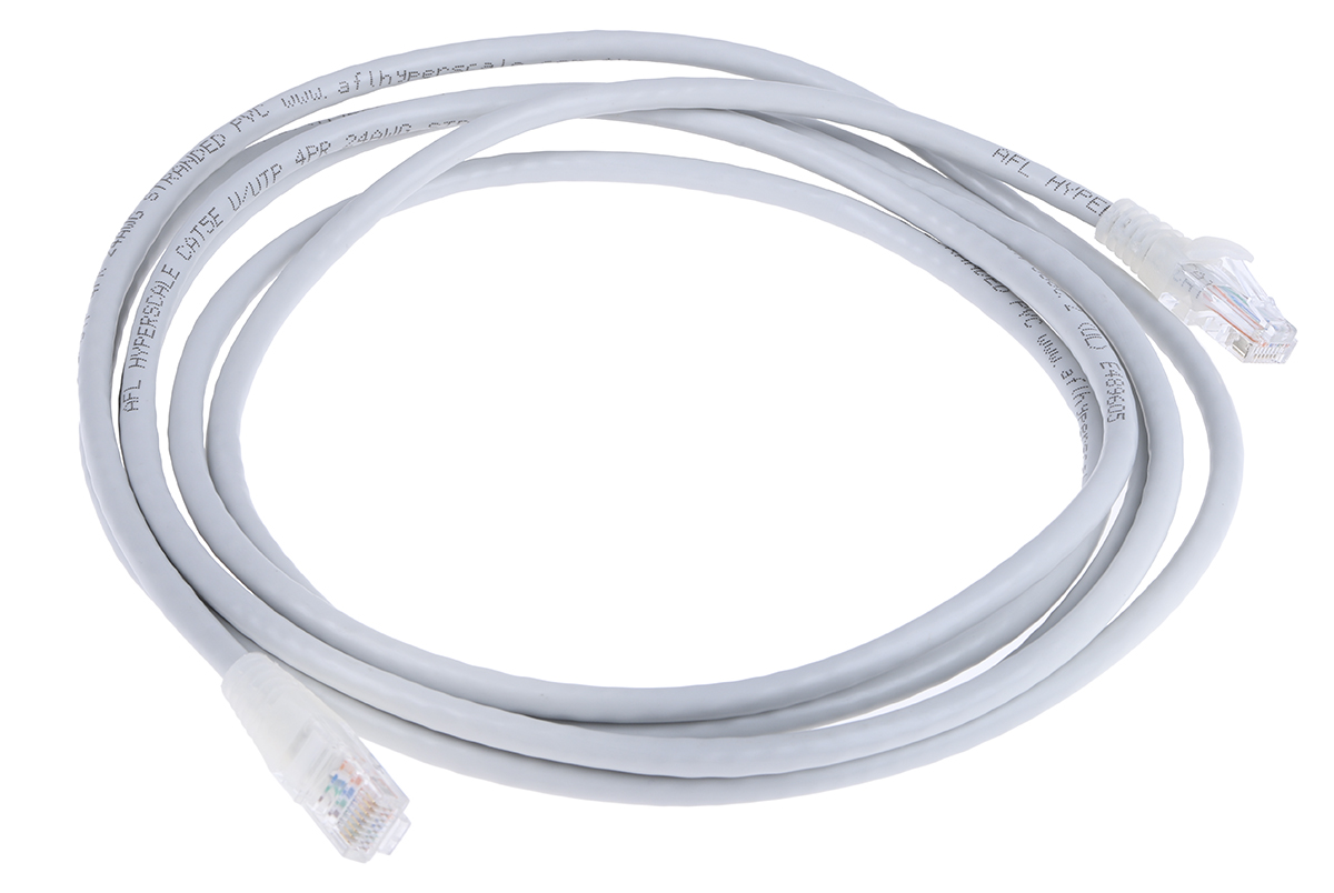 556-667 RS PRO, 3 m Cat5e Ethernet Cable, Grey RJ45 to Male RJ45 Male Polyvinyl Chloride Sheath, U/UTP