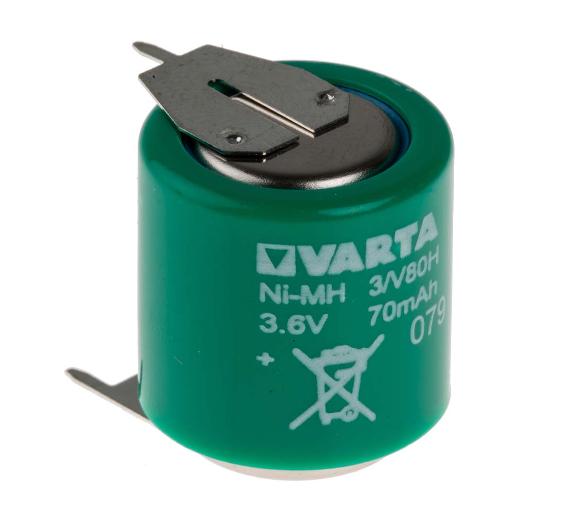Varta 3.6 V NiMH Button Rechargeable Battery, 80 mAh
