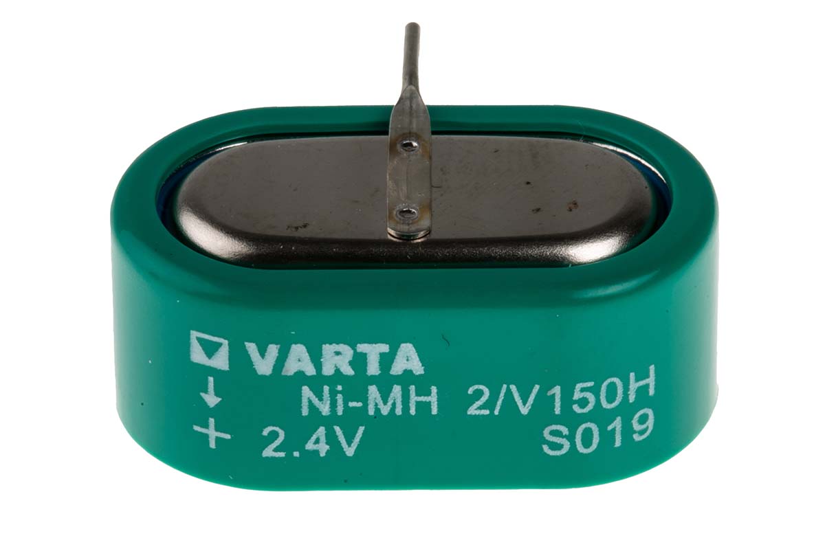 55615602940 Varta 2.4 V Nickel Metal Hydride Button Rechargeable Battery, 150 mAh