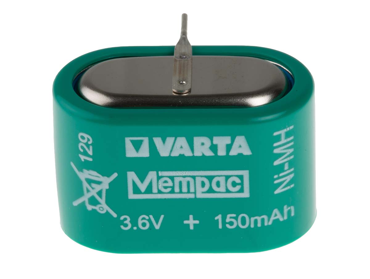 Varta 3.6 V Nickel Metal Hydride Button Rechargeable Battery, 150 mAh