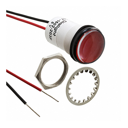 Dialight Red Panel Mount Indicator, 5V dc, Lead Wire Termination