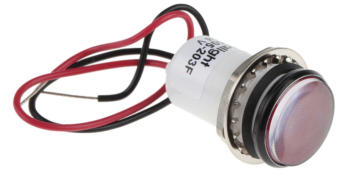 Dialight 557 Series, Red Panel Mount Indicator, Lead Wire Termination 24V dc, 17.5 mm