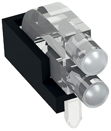 1296.2012 MENTOR, PCB Mounted 2-Way Right Angle LED Light Pipe, Bi-Level-Row Clear Dome Lens