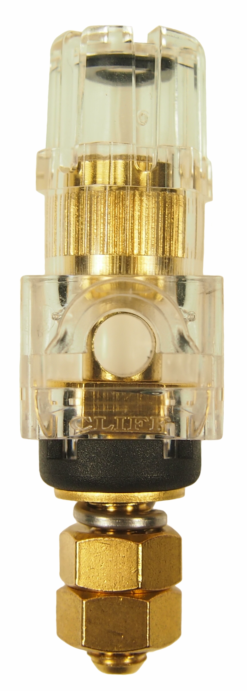RS PRO, Black, Clear 60A Binding Post With Brass Contacts and Gold Plated - 3 mm Hole Diameter