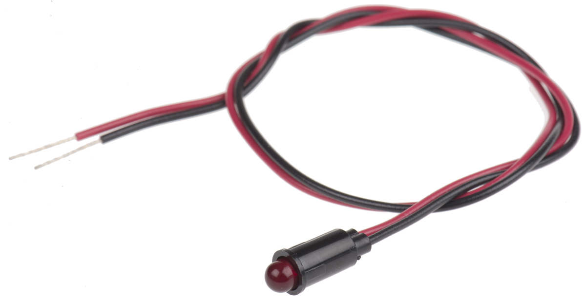 Dialight 559 Series, Red Panel Mount Indicator, Lead Wire Termination 5V dc, 6.4 mm