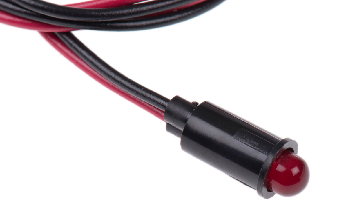 Dialight 559 Series, Red Panel Mount Indicator, Lead Wire Termination 12V dc, 6.4 mm