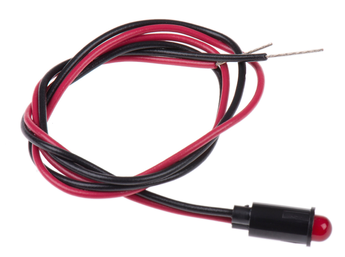 559-0103-007f Dialight 559 Series, Red Panel Mount Indicator, Lead Wire Termination 12V dc, 6.4 mm