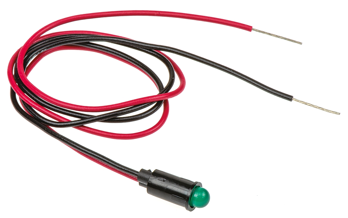 559-0202-007f Dialight Green Panel Mount Indicator, 5V dc, Lead Wire Termination