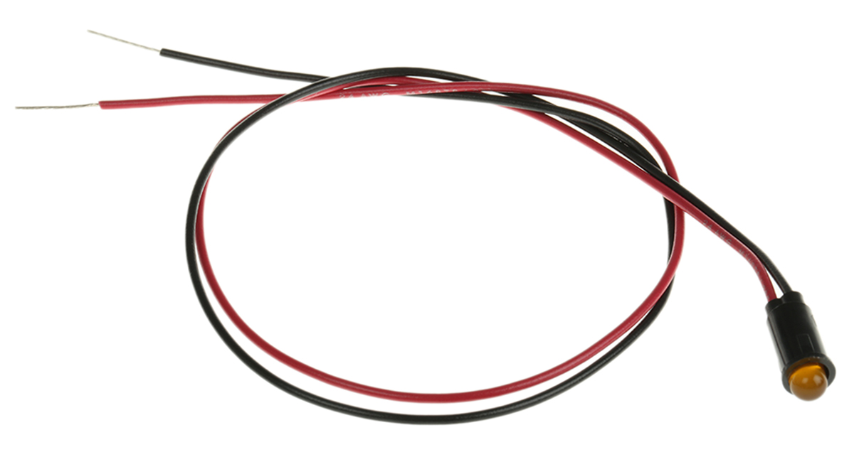 Dialight 559 Series, Yellow Panel Mount Indicator, Lead Wire Termination 12V dc, 6.4 mm