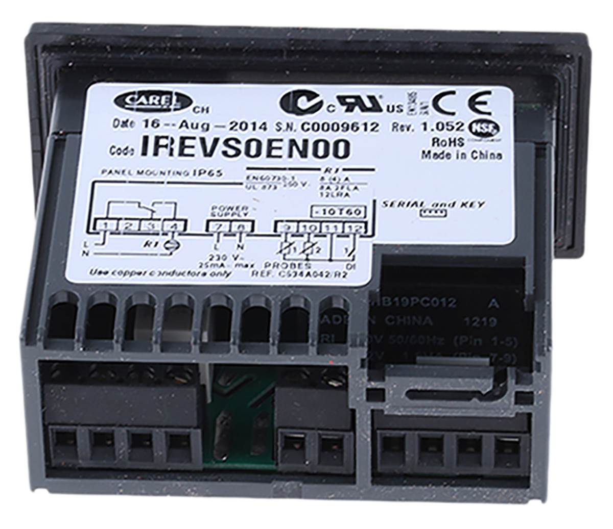 Carel IREVS0EN00, IR33+ On/Off Temperature Controller, PID, Panel Mount