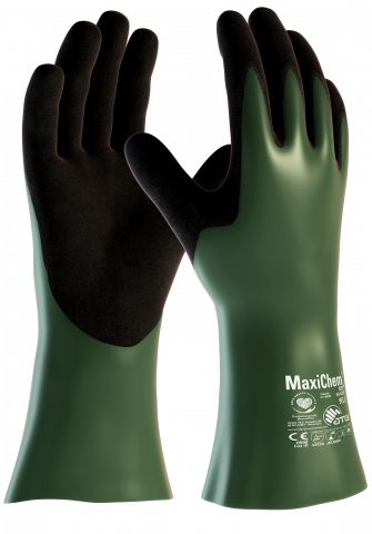 ATG Maxichem Green Spandex Work Gloves, Size 9, NBR Coating