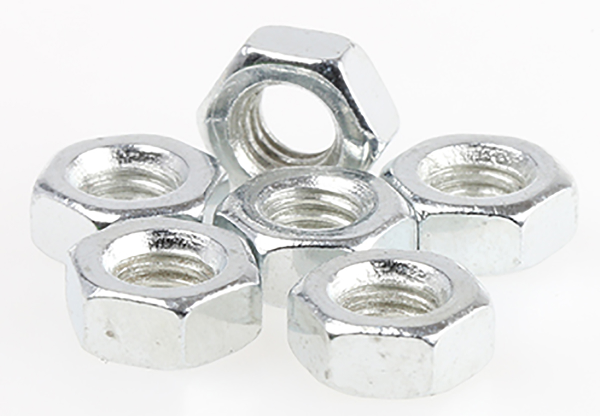 RS PRO, Bright Zinc Steel Hex Nut M3.5, DIN 934