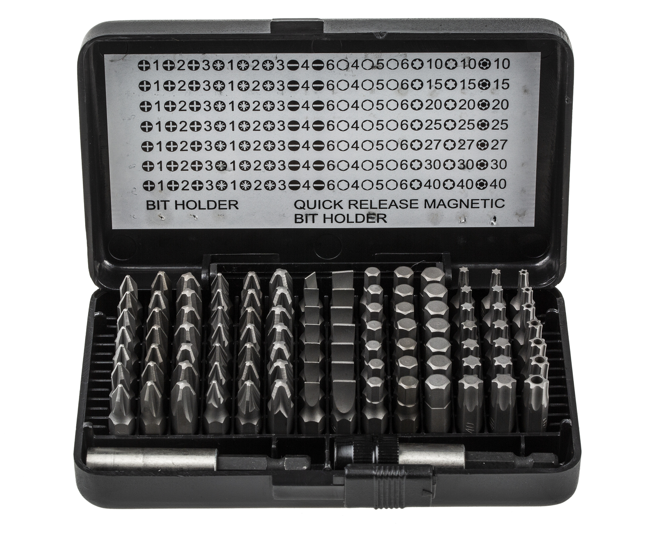 560-800 MTI, Hex, Phillips, Pozidriv, Slotted, Torx Driver Bit 100 Pieces