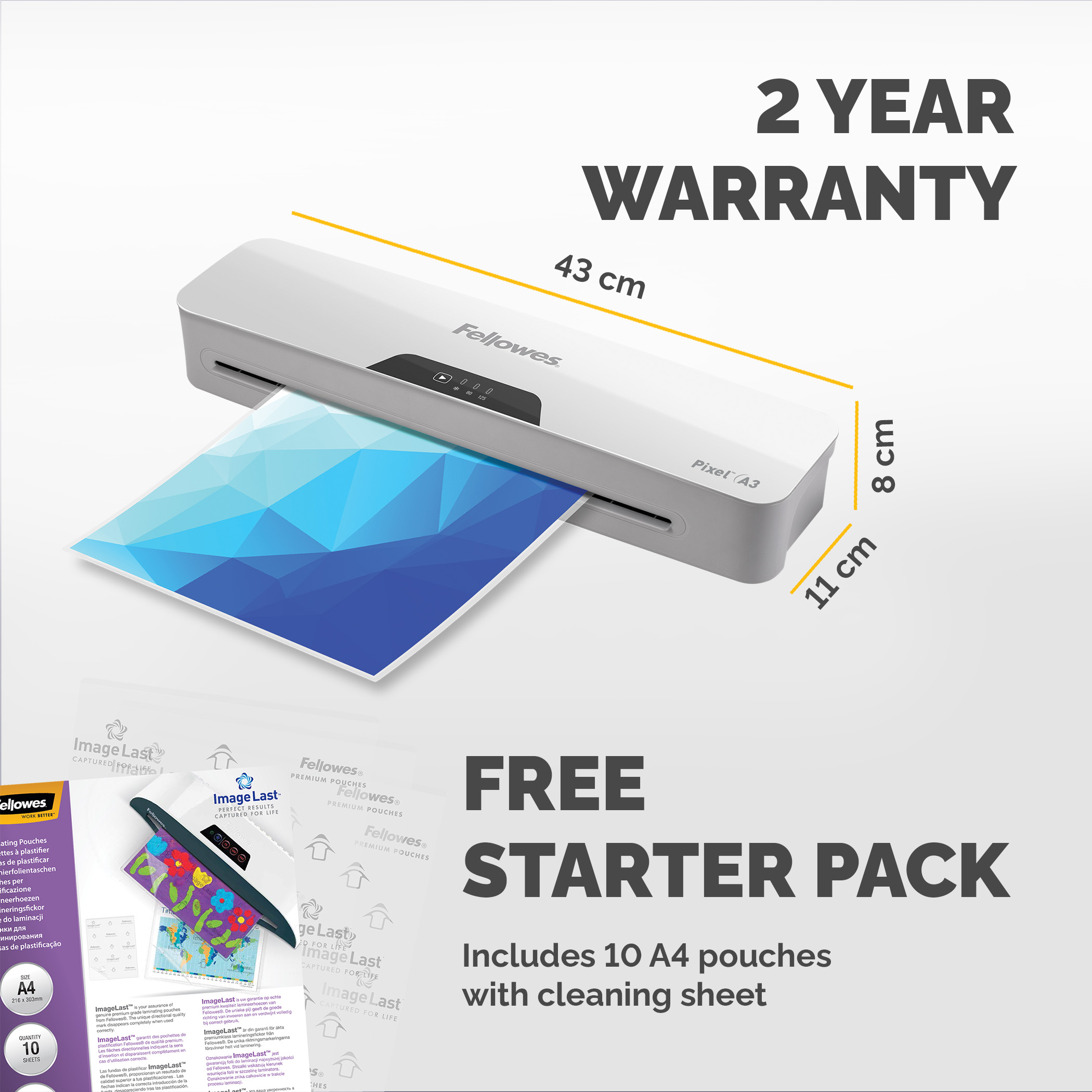 5602401 Fellowes Pixel A3 Hot A3 Laminator White, Grey