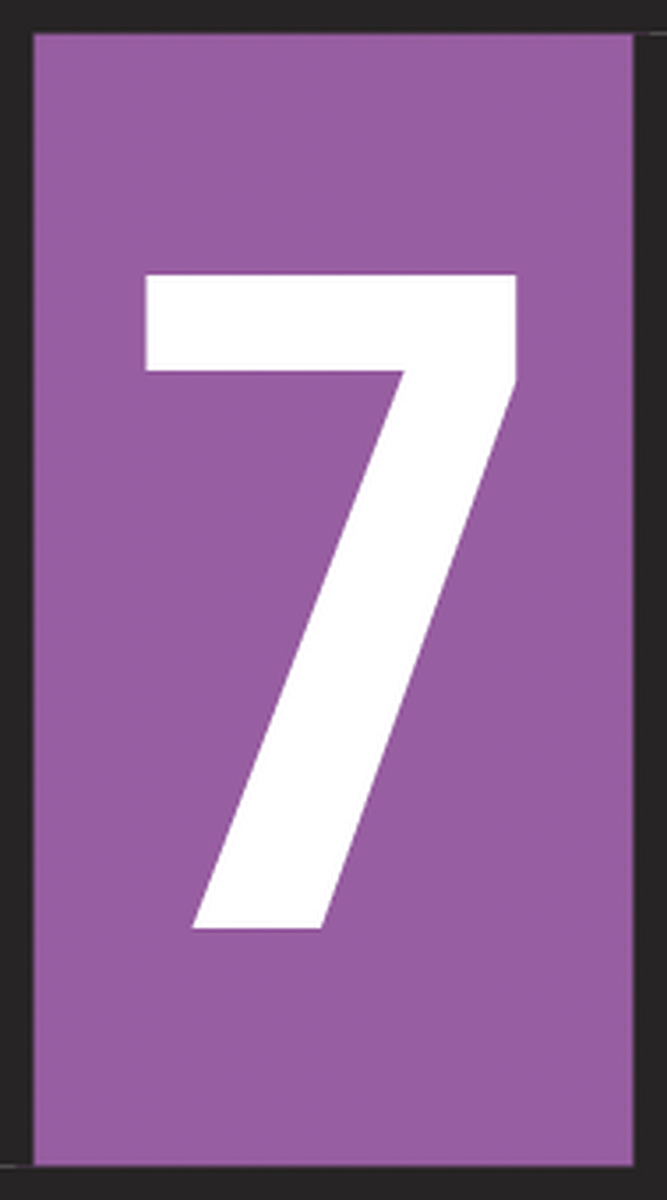 HellermannTyton WIC0 Snap-On Cable Marker, White, Pre-printed "7", 2.2 mm Cable Violet, 0.8 mm Cable, 561-00677