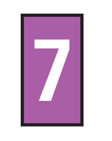 HellermannTyton WIC Snap-On Clip On Cable Marker, White, Pre-printed "7", 2.8 mm Cable Violet, 2 mm Cable, 561-01677