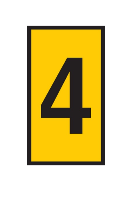 HellermannTyton WIC Snap-On Clip On Cable Marker, Black, Pre-printed "4", 3.8 mm Cable Yellow, 2.8 mm Cable, 561-02644
