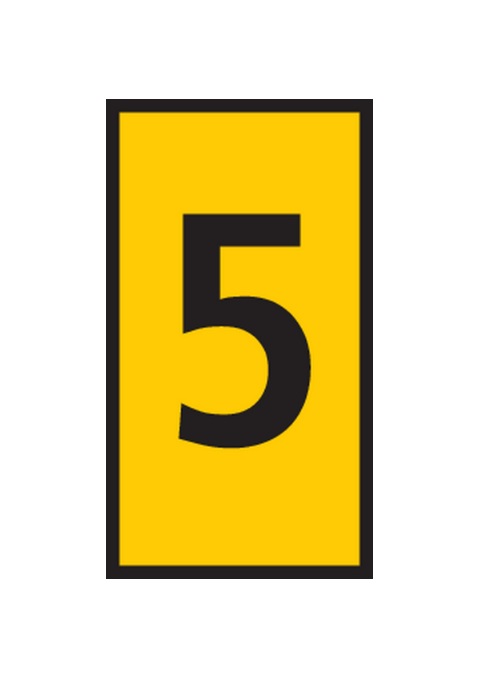 HellermannTyton WIC Snap-On Clip On Cable Marker, Black, Pre-printed "5", 3.8 mm Cable Yellow, 2.8 mm Cable, 561-02654