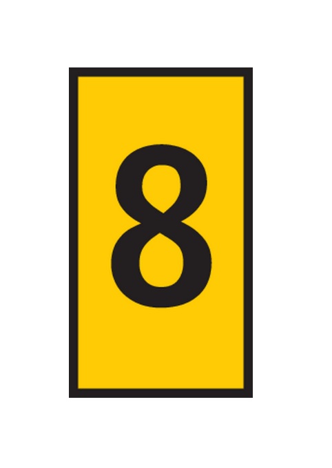 HellermannTyton WIC Snap-On Clip On Cable Marker, Black, Pre-printed "8", 3.8 mm Cable Yellow, 2.8 mm Cable, 561-02684