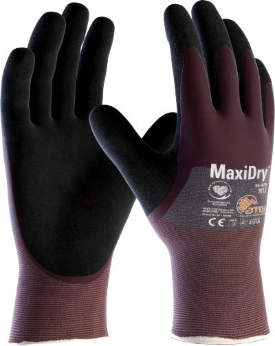 ATG Maxidry Grey Nylon, Spandex Work Gloves, Size 8, NBR Coating