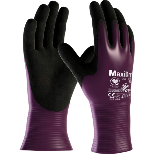 ATG Maxidry Purple Nylon, Spandex Work Gloves, Size 7, Nitrile Coating