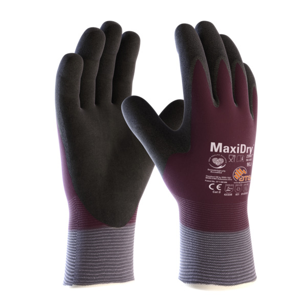 ATG 56-451 Purple Nylon Work Gloves, Size 9, Nitrile Coating