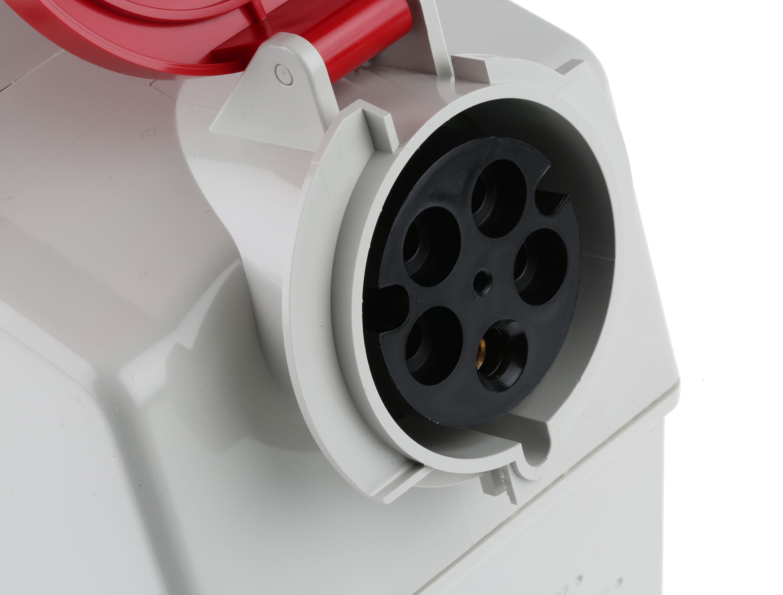 5673287-r Scame Straight Switchable IP44 Industrial Interlock Socket 3+N+E, Earthing Position 6h, 32A, 400V