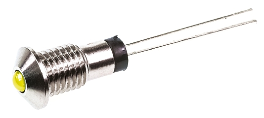 Marl 570 Series Indicator, Yellow Panel Mount Indicator, Lead Pin Termination 2.8V 30 mA, 6 mm