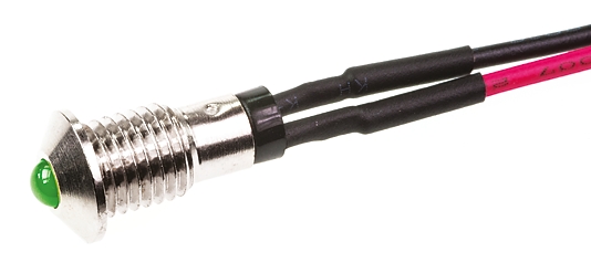 Marl 570 Series Indicator, Green Panel Mount Indicator, Lead Pin Termination 2.8V 30 mA, 6 mm