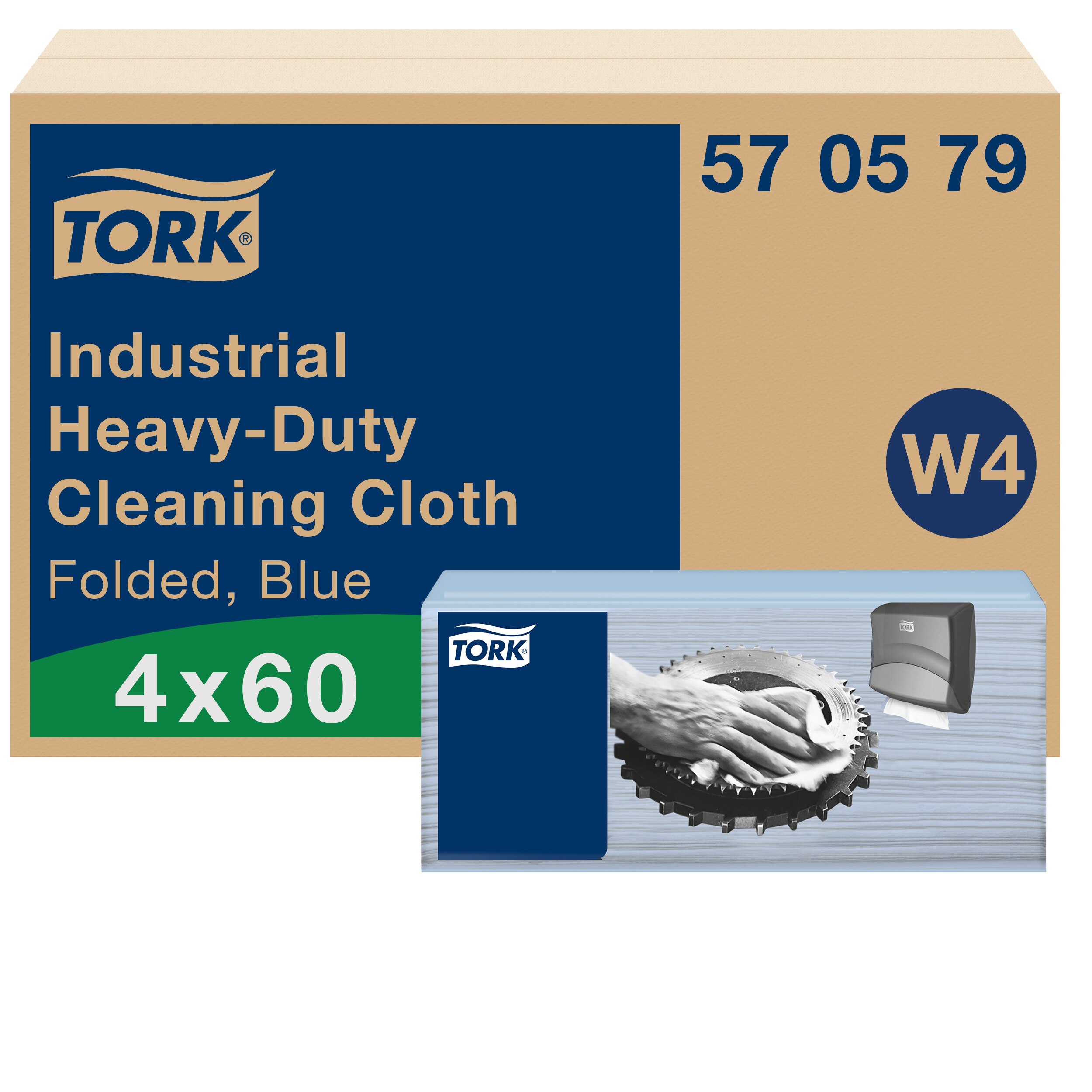 Tork Blue Non-Woven Fabric Cloths for Heavy Duty Cleaning, Dry Use, Box of 60 Per Pack, 41.5 x 35.5, Repeat Use