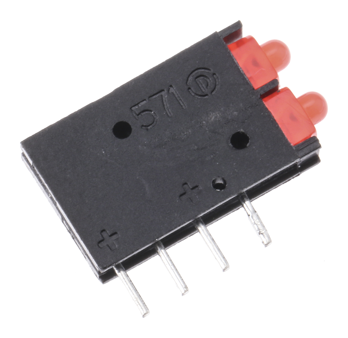 Dialight Red Right Angle PCB LED Indicator, 2 LEDs 5 mm (T-1 3/4) 2 V