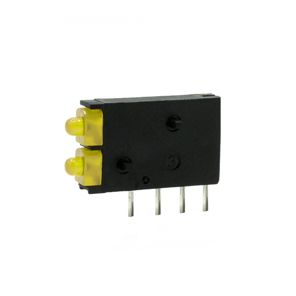 Dialight Yellow Right Angle PCB LED Indicator, 2 LEDs 5 mm (T-1 3/4) 2.1 V