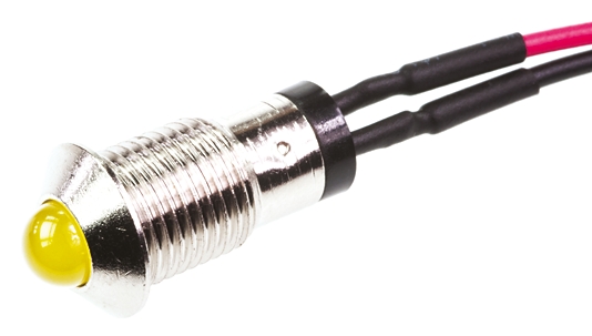 Marl Yellow Panel Mount Indicator, 2.8V, Lead Wire Termination