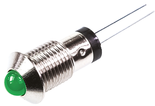 Marl 571 Series Indicator, Green Panel Mount Indicator, Lead Pin Termination 2.8V 30 mA, 8 mm