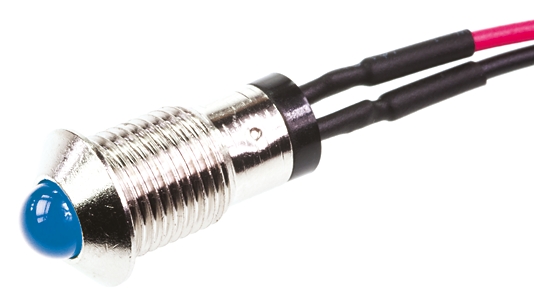 Marl 571 Series Indicator, Blue Panel Mount Indicator, Lead Pin Termination 4.5V 25 mA, 8 mm
