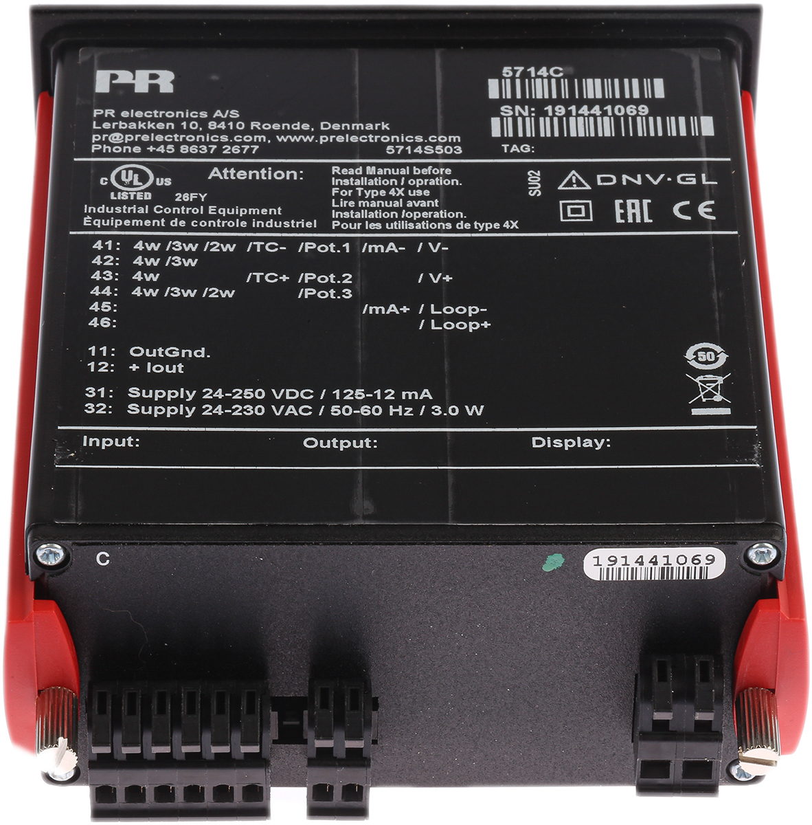 5714c PR Electronics 5700 LED Multi-Function Panel Meters for Voltage, Potentiometer Signal, Temperature, Current, Resistance,