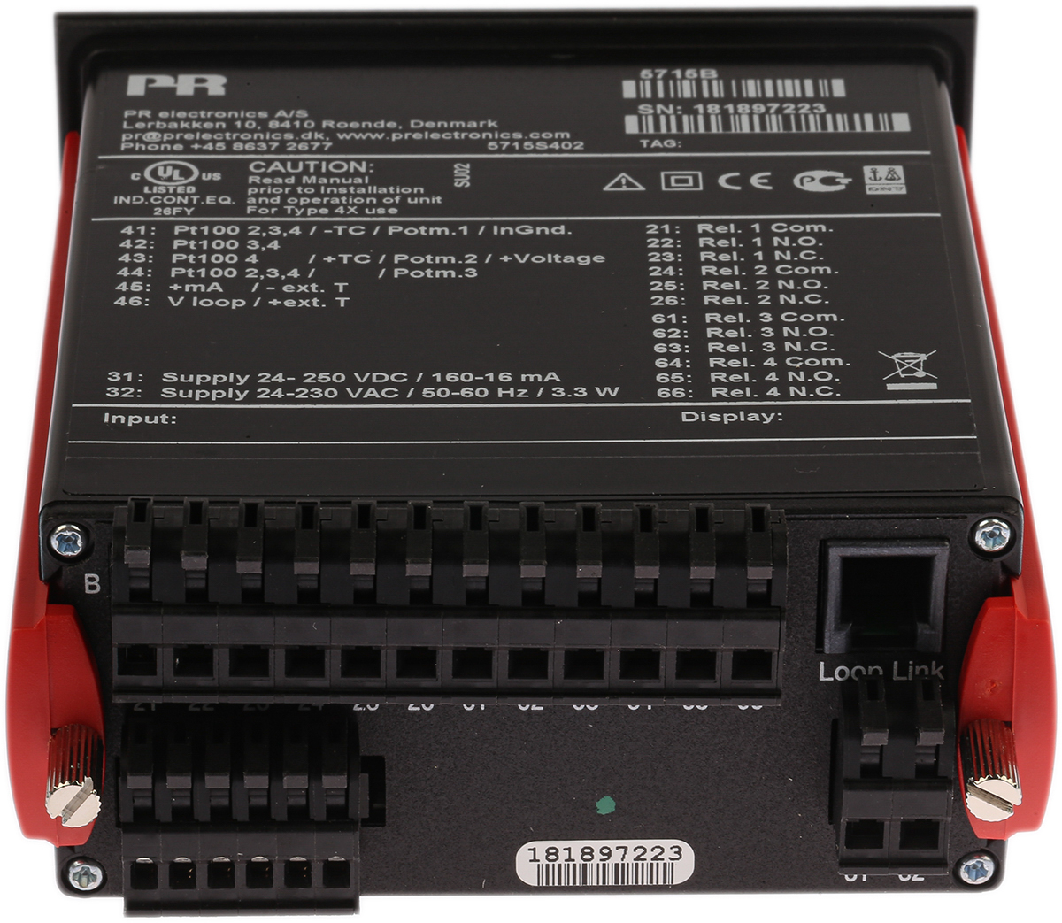 5715b PR Electronics 5700 LED Multi-Function Panel Meters for Temperature, Voltage, Current, Resistance, Potentiometer Signal,