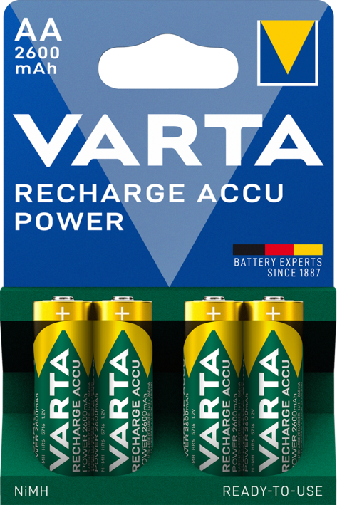 5716101404 Varta 5716 AA NiMH AA Rechargeable Battery, 2600 mAh, 1.2 V - Pack of 4