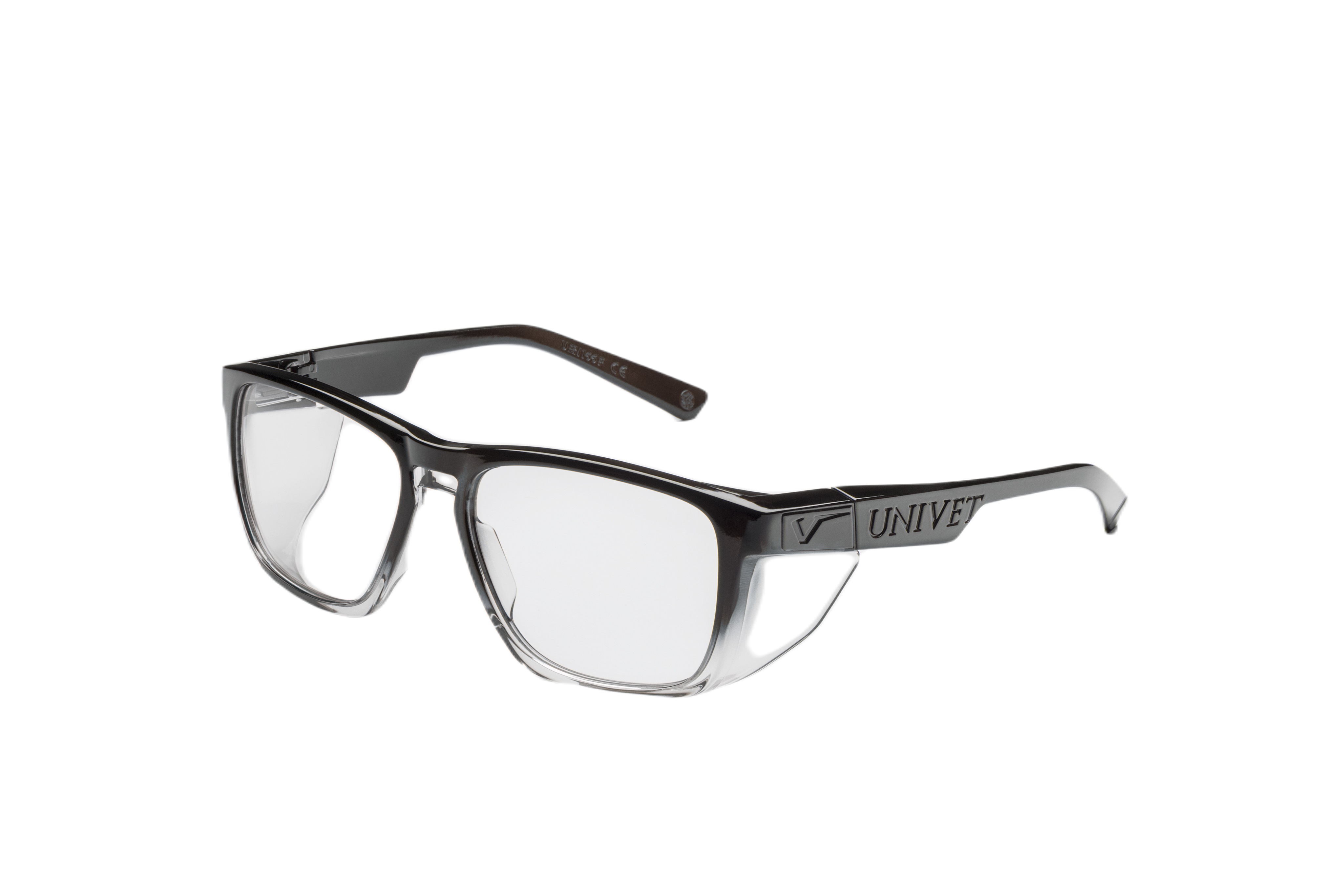 Univet 571 Safety Glasses, Anti-Scratch, Clear, Diamond Dark Polycarbonate Lens, Polyamide
