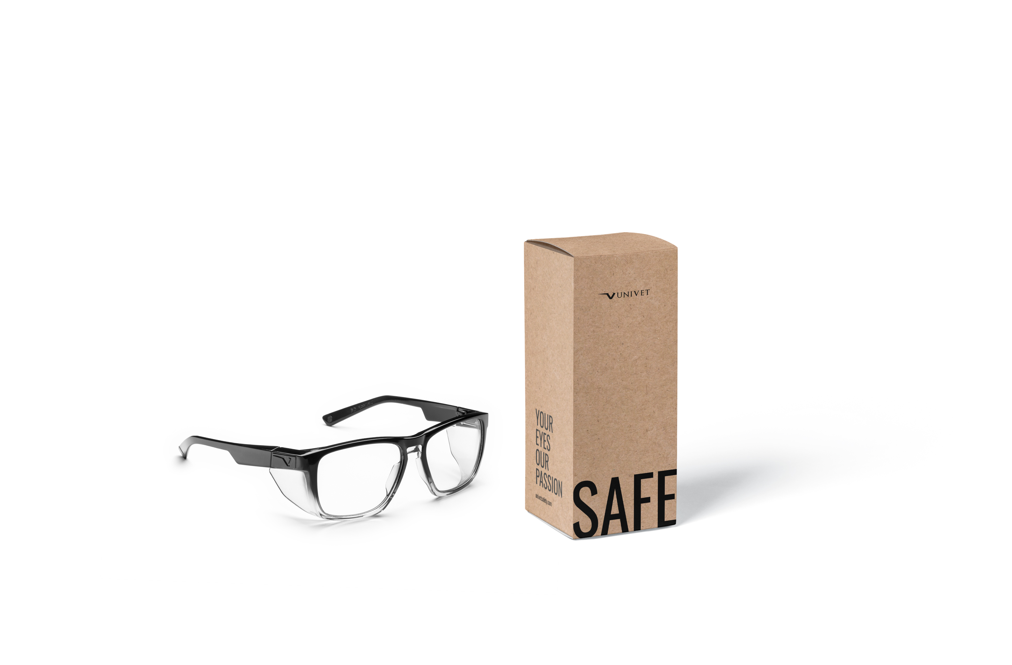 571p00598-250 Univet 571 Safety Glasses, Anti-Scratch, Clear, Diamond Dark Polycarbonate Lens, Polyamide