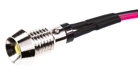 Marl, Yellow Panel Mount Indicator, Lead Wire Termination 2.8V, IP67, 6 mm