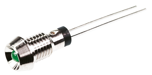 Marl 572 Series Indicator, Green Panel Mount Indicator, Lead Pin Termination 2.8V 30 mA, 6 mm