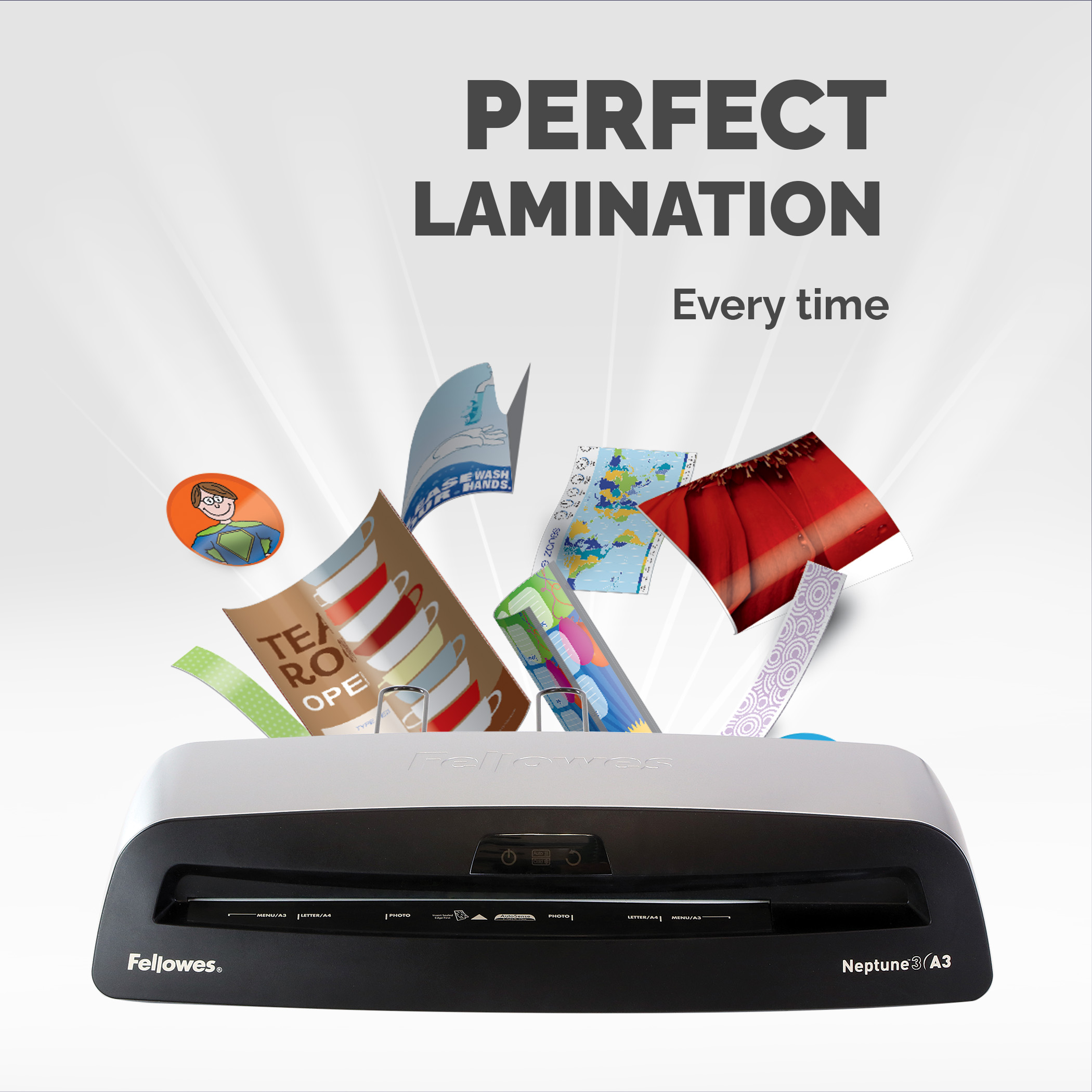 5721601 Fellowes Neptune A3 Hot A3 Laminator Grey, Black