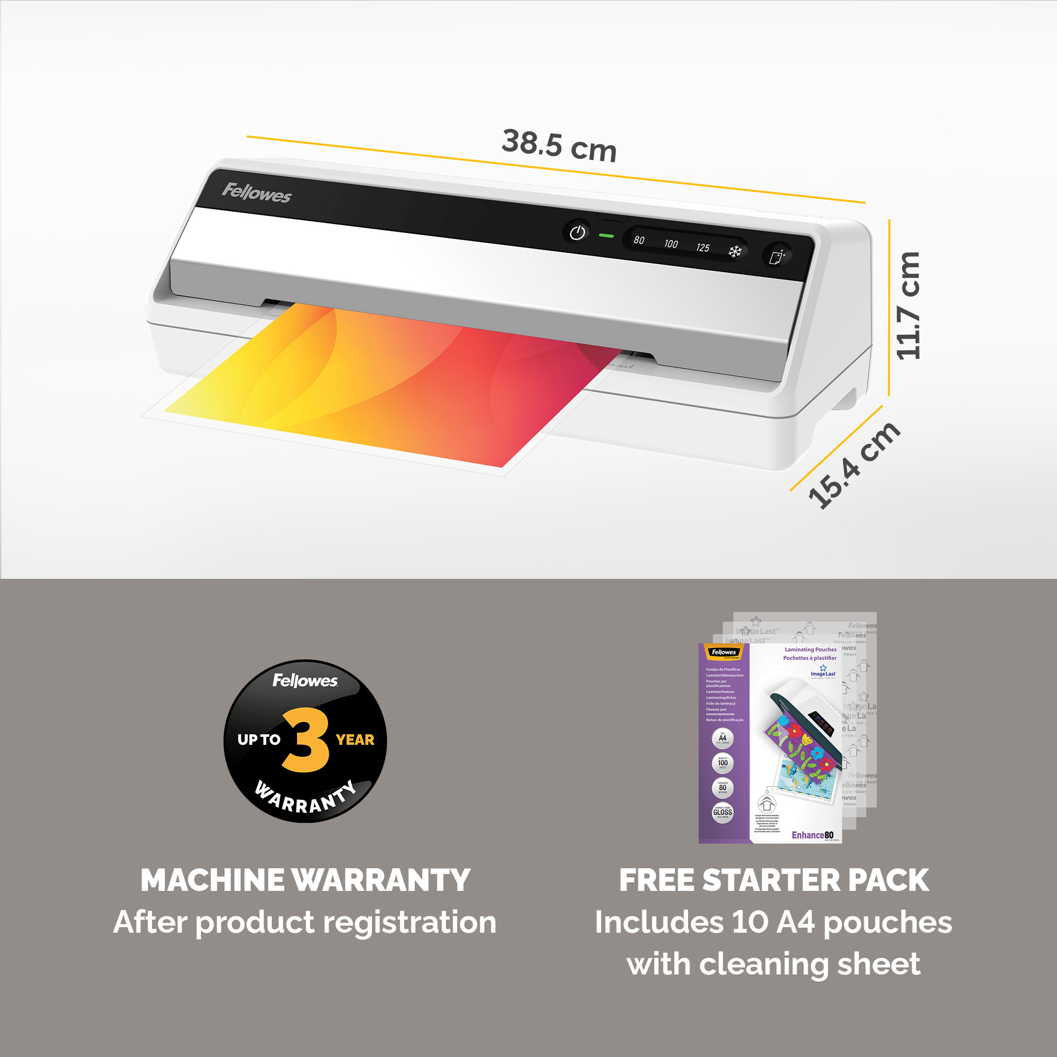 5724901 Fellowes Saturn 3i Cold A4 Laminator Silver, Black
