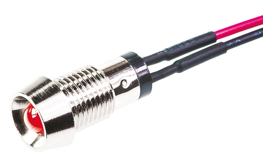 Marl 573 Series Indicator, Red Panel Mount Indicator, Lead Pin Termination 2.8V 30 mA, 8 mm