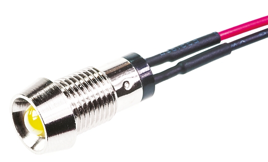 Marl 573 Series Yellow Panel Mount Indicator, 2.8V, Lead Wire Termination