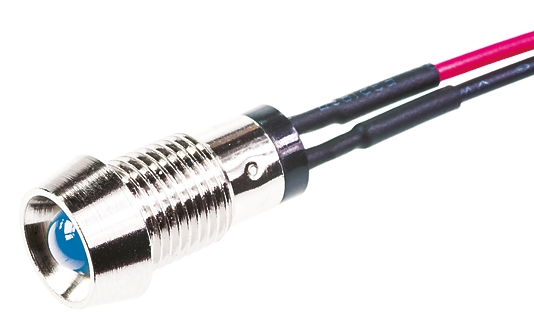 Marl, Blue Panel Mount Indicator, Lead Wire Termination 4.5V, IP67, 8 mm