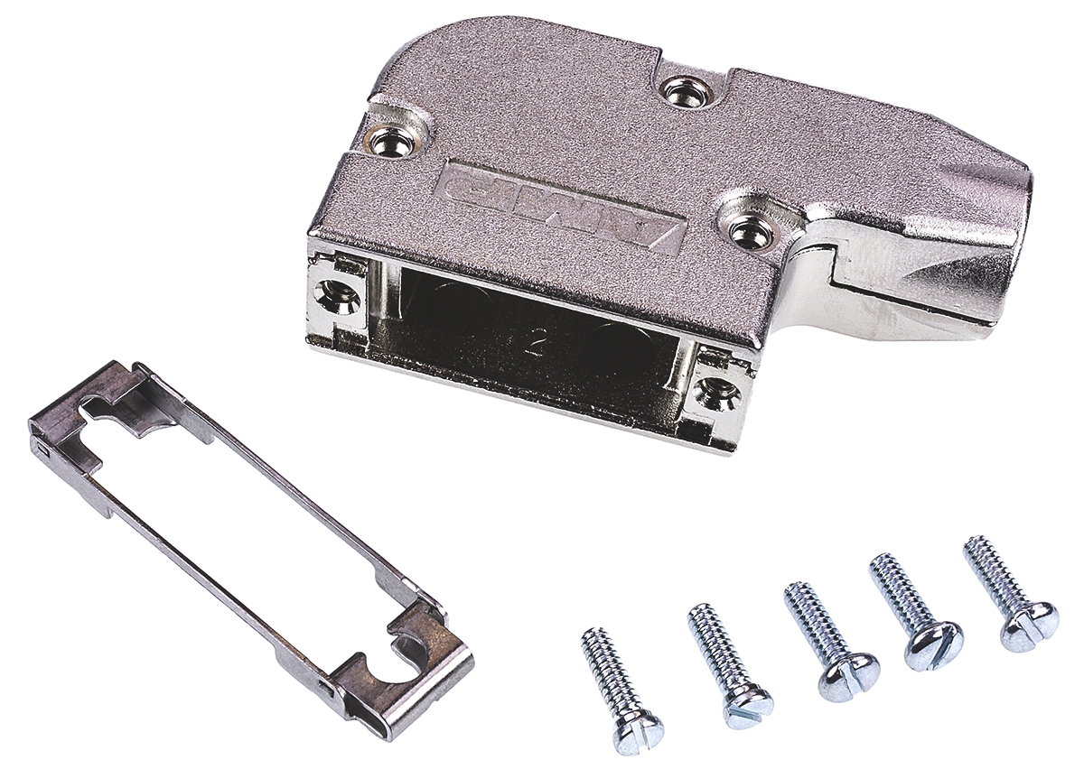 5745652-2 TE Connectivity AMPLIMITE Series Zinc Right Angle D-Sub Backshell, 15 Way Strain Relief