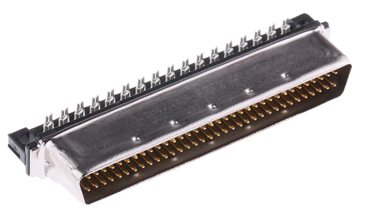 TE Connectivity 68 Way Right Angle Cable SCSI Connector 1.27 mm Pitch, IDT